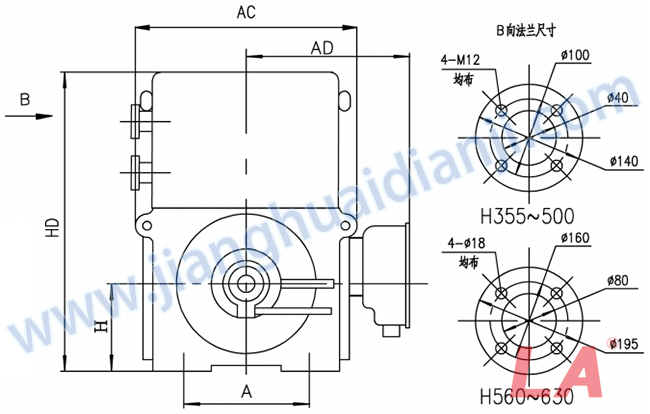 YRKS系列中型高壓三相異步電動機外形及安裝尺寸圖 - 六安江淮電機有限公司