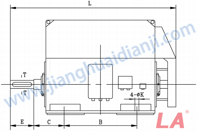 YMPS系列磨煤機用高壓三相異步電動機安裝尺寸圖(IP54、IP55 6KV) - 六安江淮電機有限公司