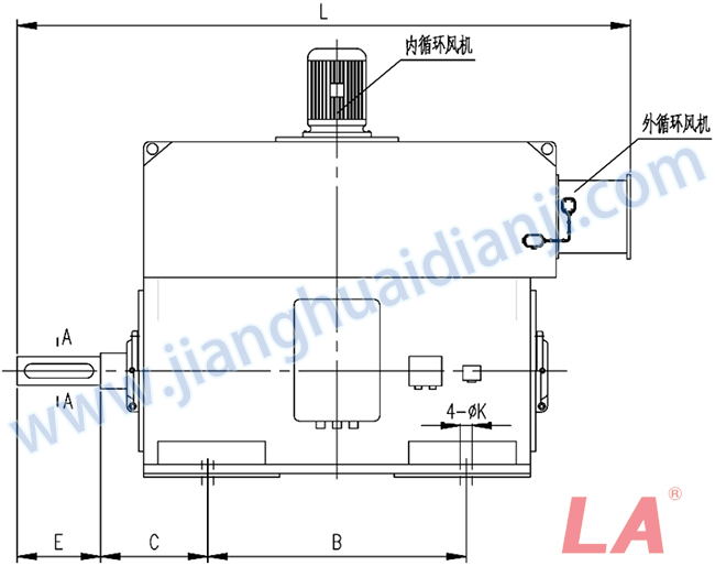 YMPS系列磨煤機用高壓三相異步電動機安裝尺寸圖(IP54、IP55 6KV) - 六安江淮電機有限公司