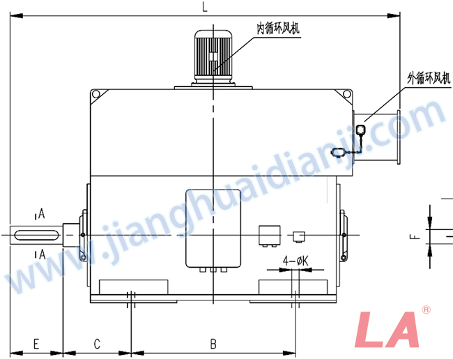 YMPS系列磨煤機用高壓三相異步電動機安裝尺寸圖(IP54、IP55 10KV) - 六安江淮電機有限公司