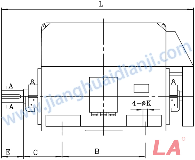 YKK系列大型高壓三相異步電動機外形及安裝尺寸圖(YKK710-1000 IP44、IP54、IP55) - 六安江淮電機有限公司