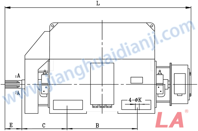 YRKK系列大型高壓三相異步電動機(jī)外形及安裝尺寸圖(YRKK710-800 IP44、IP54、IP55) - 六安江淮電機(jī)有限公司