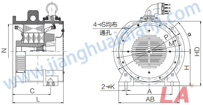 TYPC系列永磁同步一體機(jī)外形及安裝尺寸圖 - 六安江淮電機(jī)有限公司